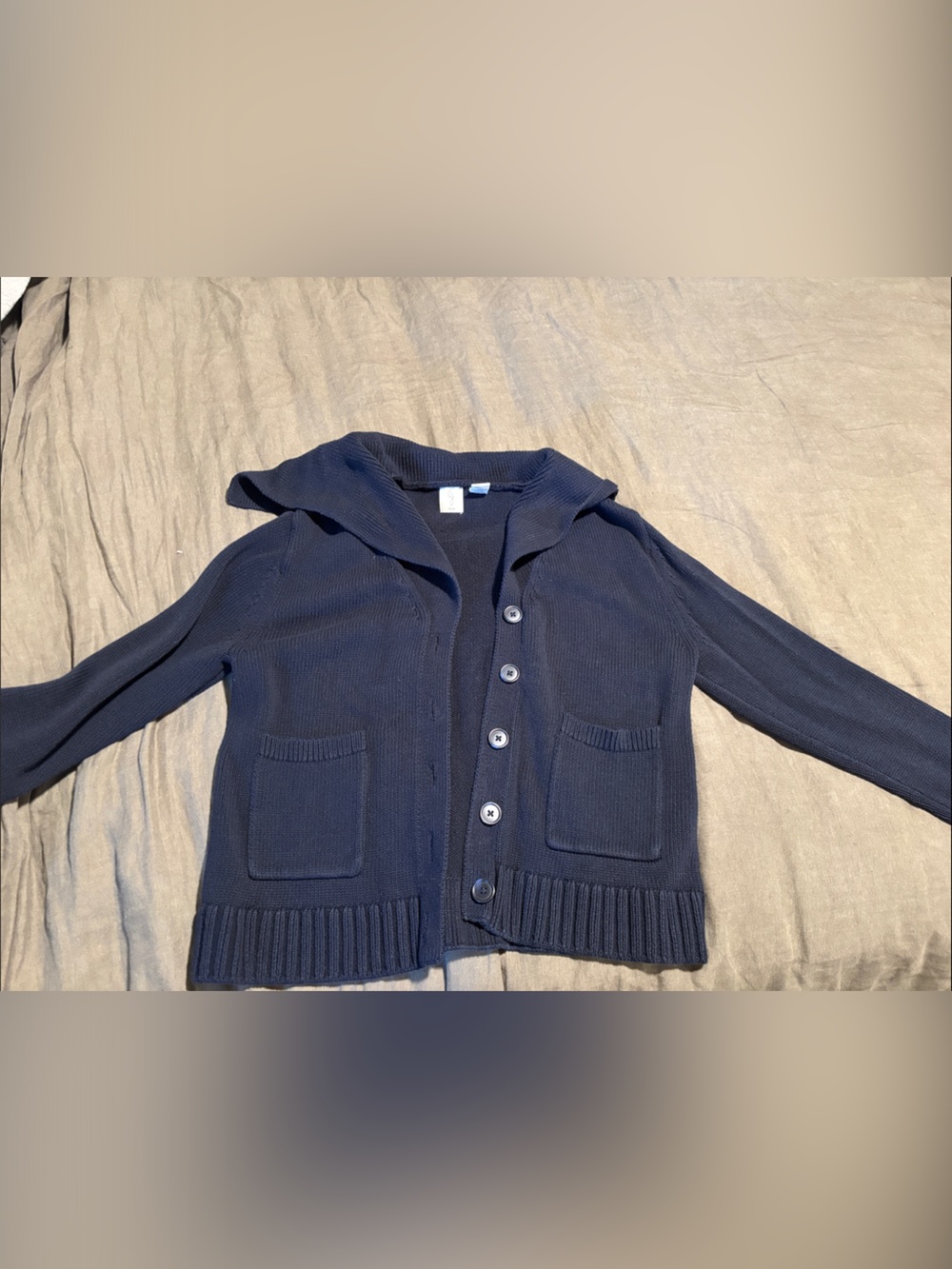 Women’s Navy thick Button-Up Shawl Collar Sweater JOIE medium 100% cotton
